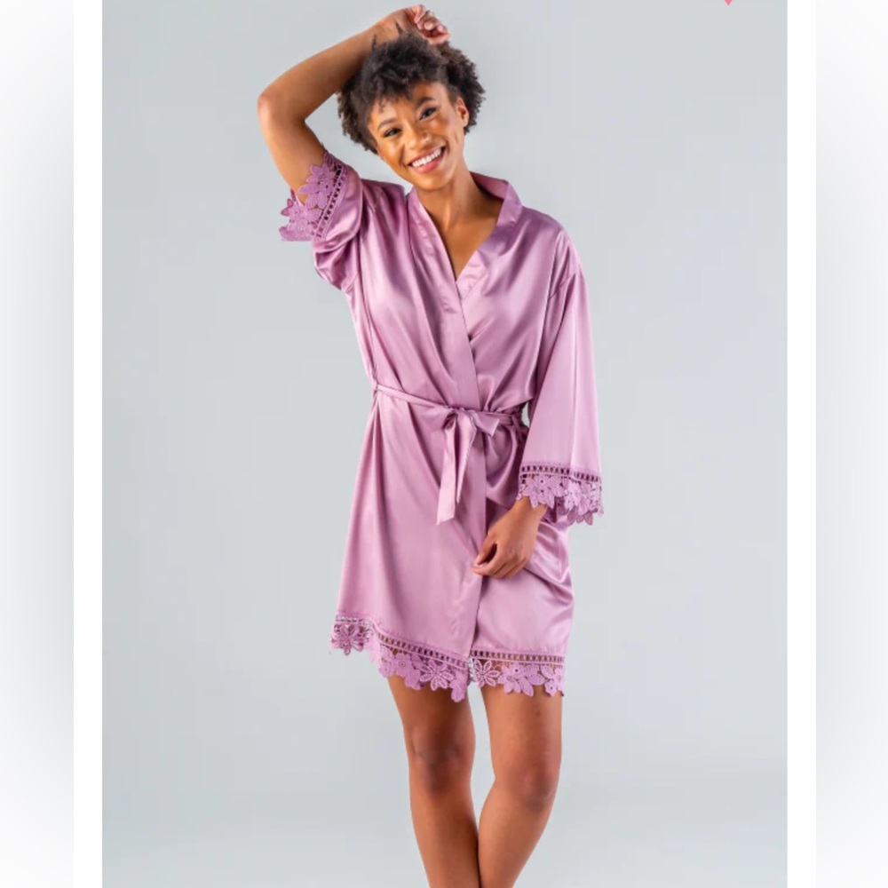 Kennedy Blue Satin and Lace Robe